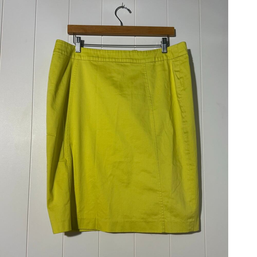 Evan-Picone Lime Yellow Pencil Skirt 12 Stretch Lined Career Office Classic - Picture 3 of 8